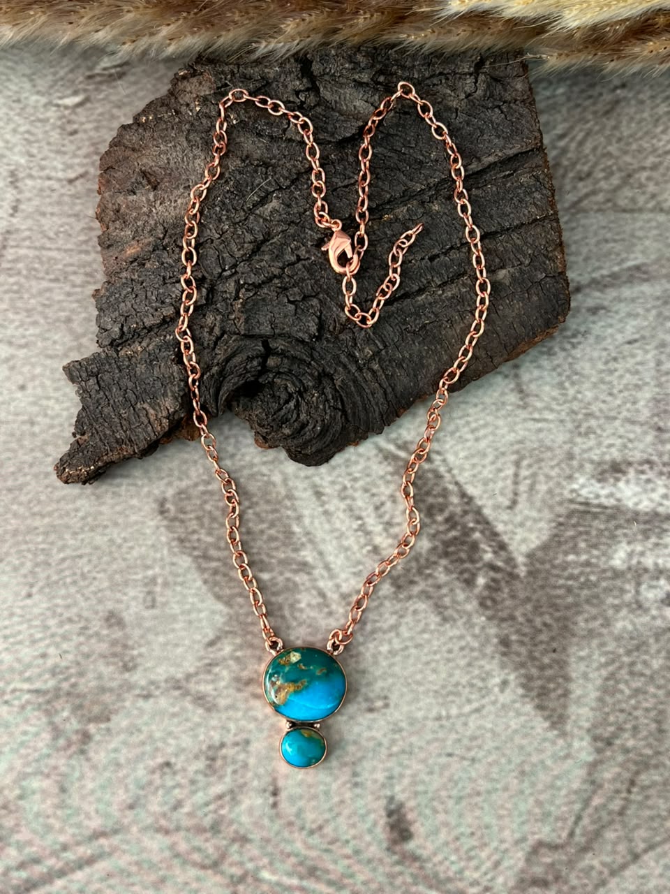 Handmade Hardy Pit Copper Collection: Necklace Signed Nizhoni