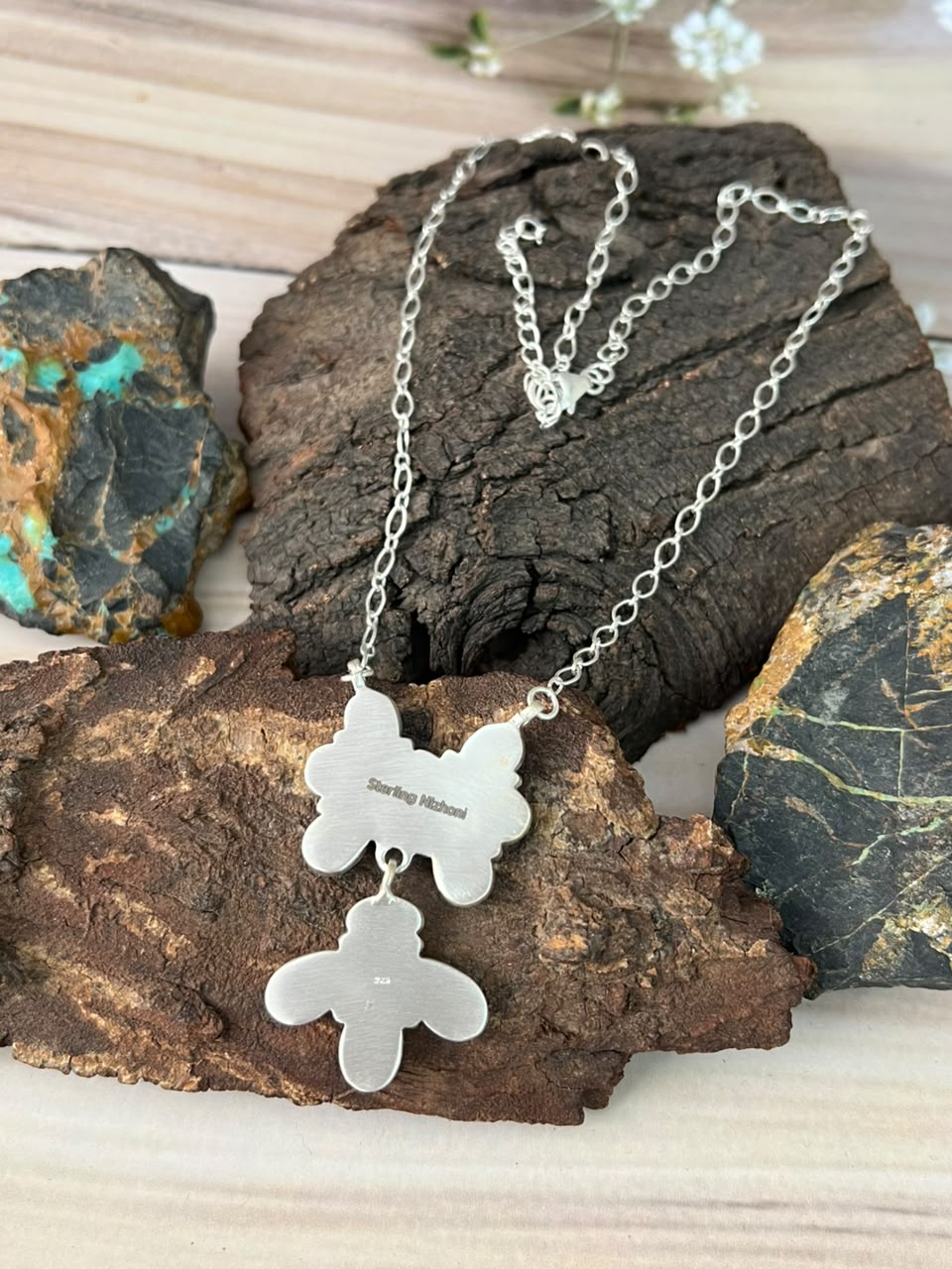Handmade Sterling Silver Kingman Turquoise Necklace Signed Nizhoni