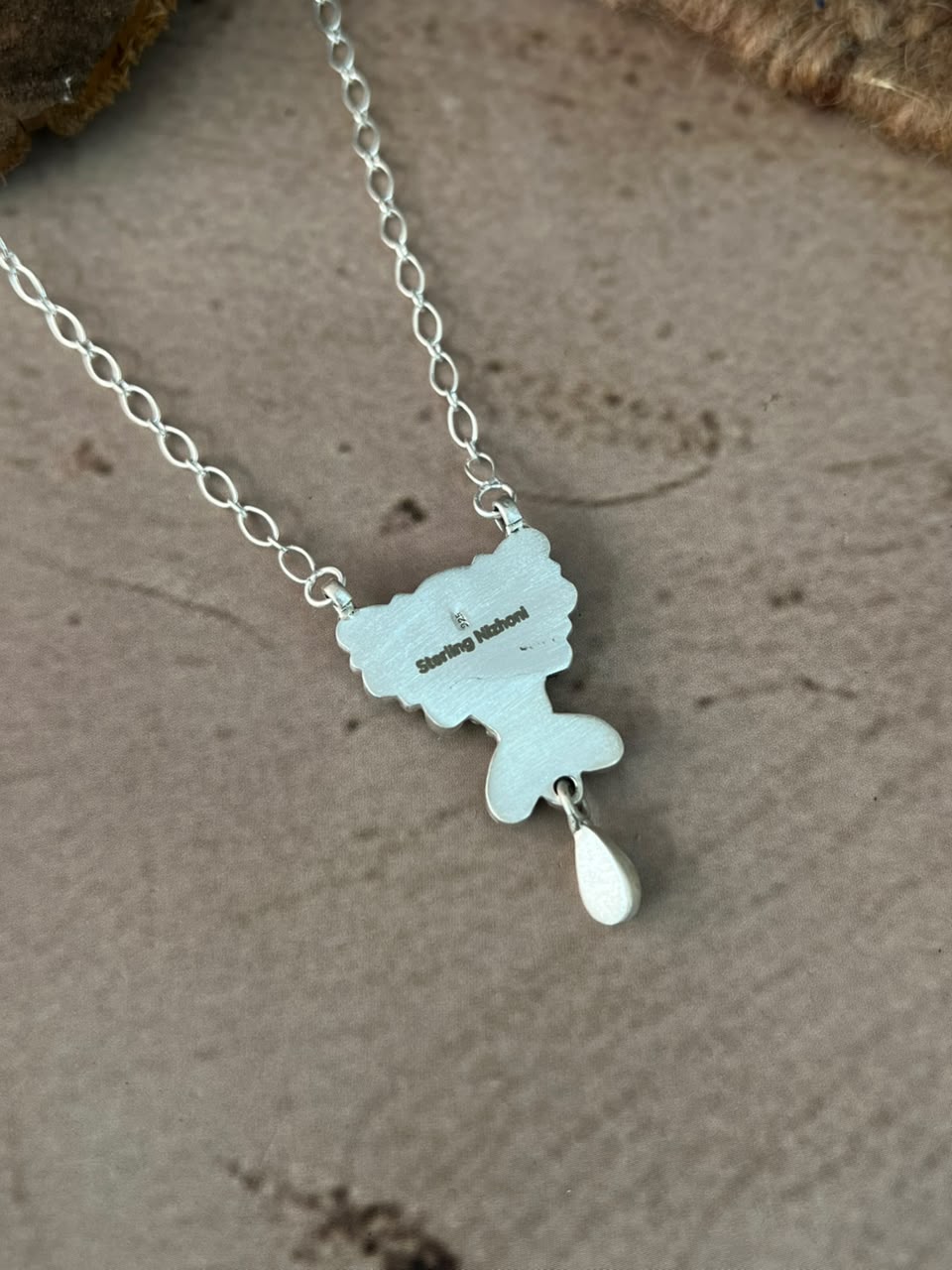 Handmade Sterling Silver Kingman Turquoise with White Buffalo Necklace Signed Nizhoni