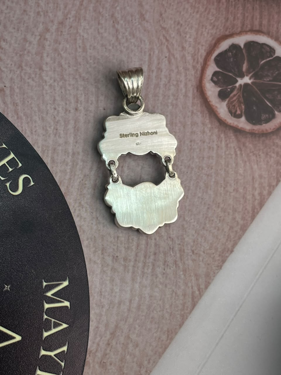 Handmade Sterling Silver Grape Dahlia with Black Onyx Halloween Collection: Pendant Signed Nizhoni