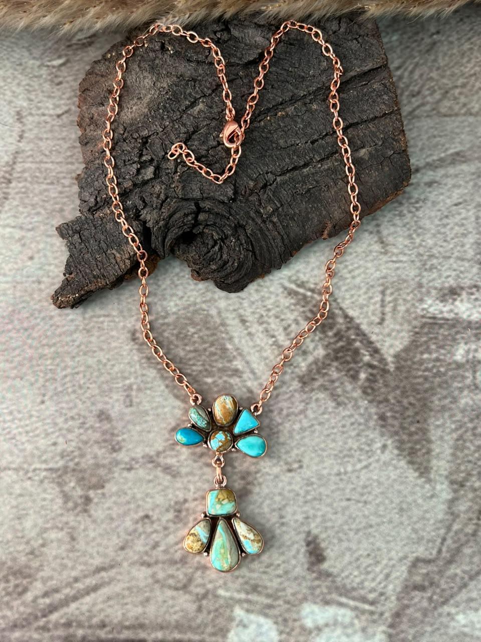 Handmade Royston Turquoise Copper Collection: Necklace Signed Nizhoni