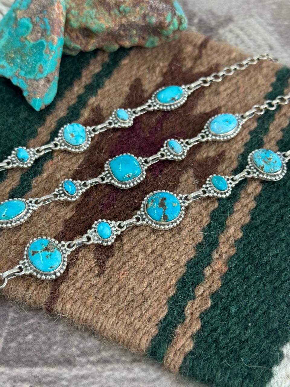 Handmade Sterling Silver Sierra Bella Chain Bracelet "Signed Nizhoni"