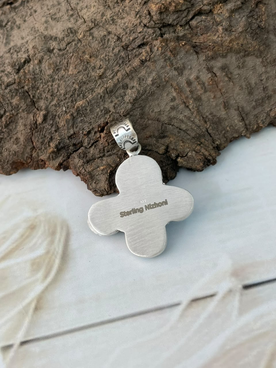 Handmade Sterling Silver Egyptian Turquoise Pendant Signed Nizhoni