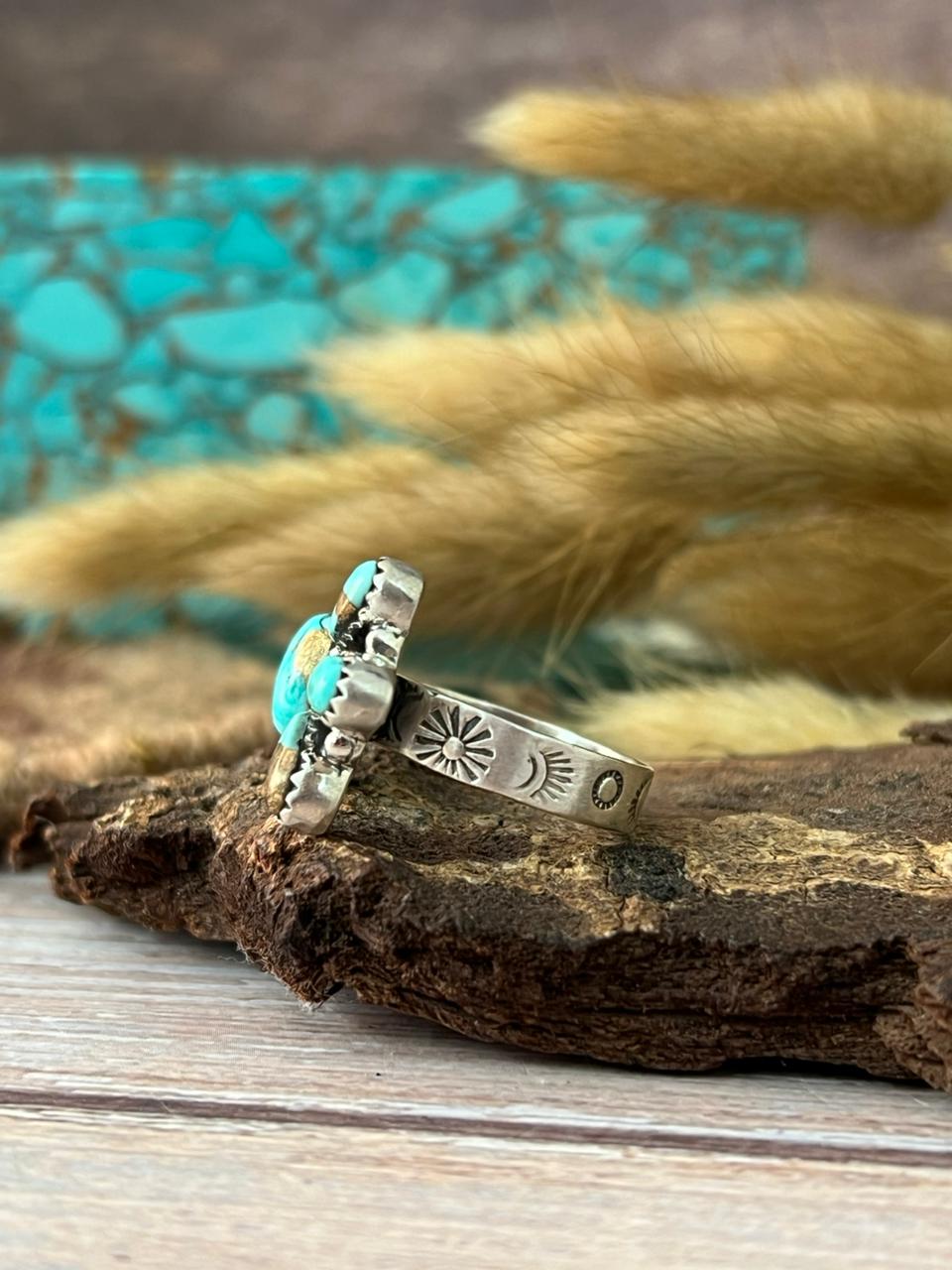 Handmade Sterling Silver Mint Dahlia Collection: Adjustable Ring "Signed Nizhoni" (6)
