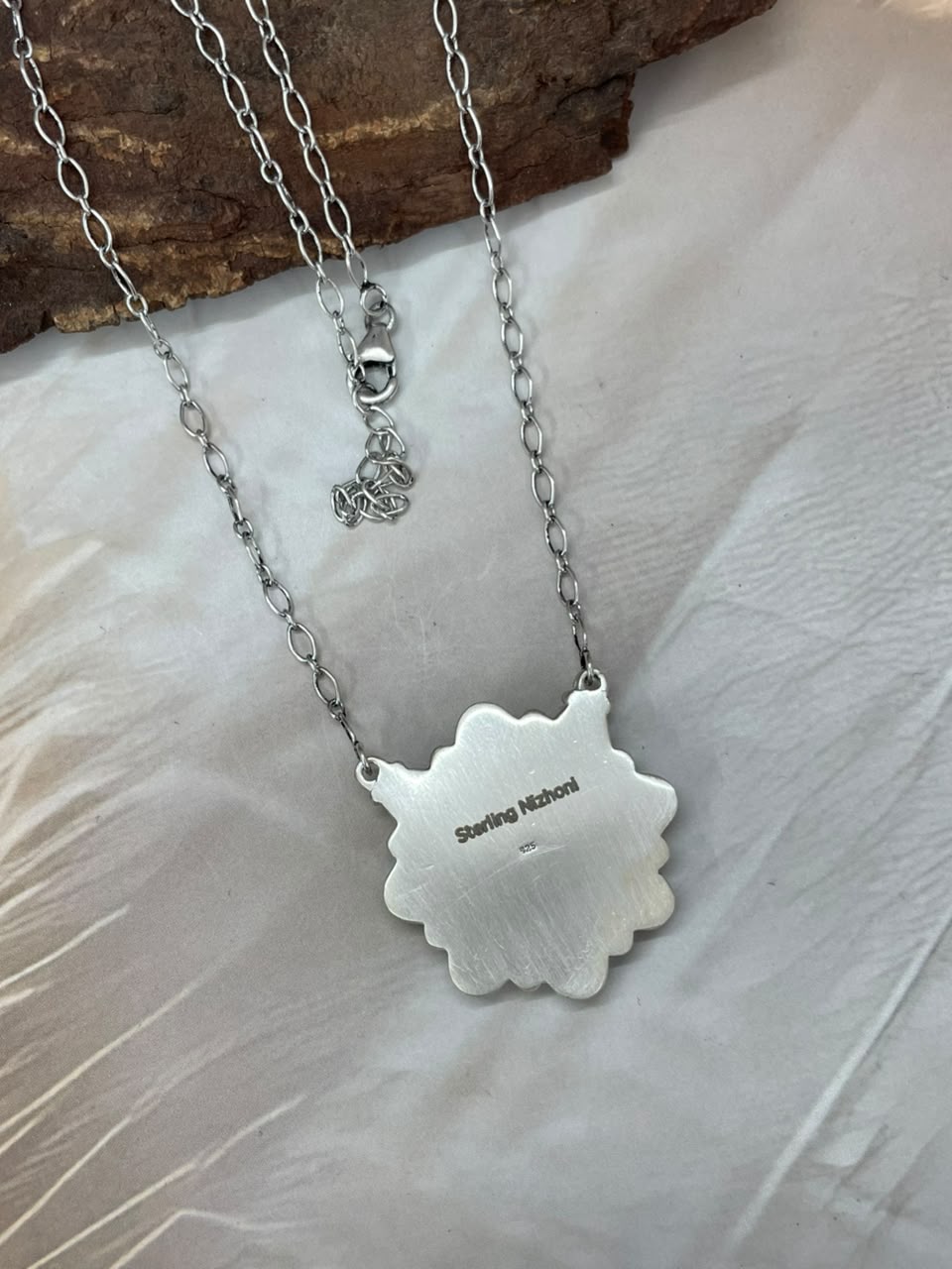 Handmade Sterling Silver Christmas Dahlia Collection: Necklace Signed Nizhoni