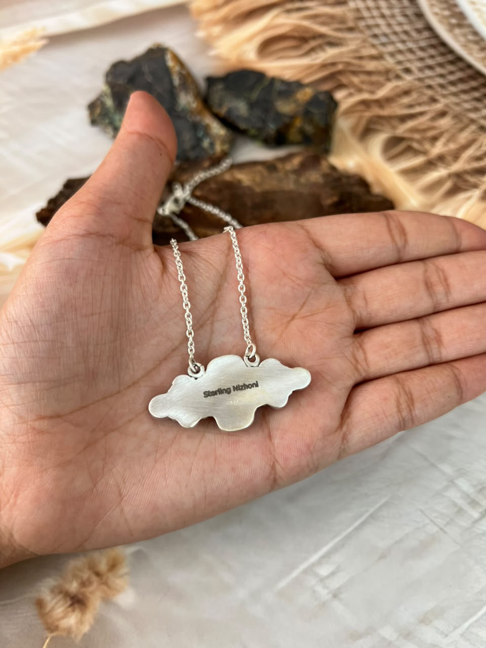 Handmade Sterling Silver Wildhorse Magnesite Necklace Signed Nizhoni