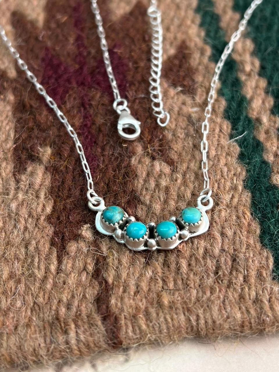 Handmade Sterling Silver Kingman Turquoise Necklace "Signed Nizhoni"