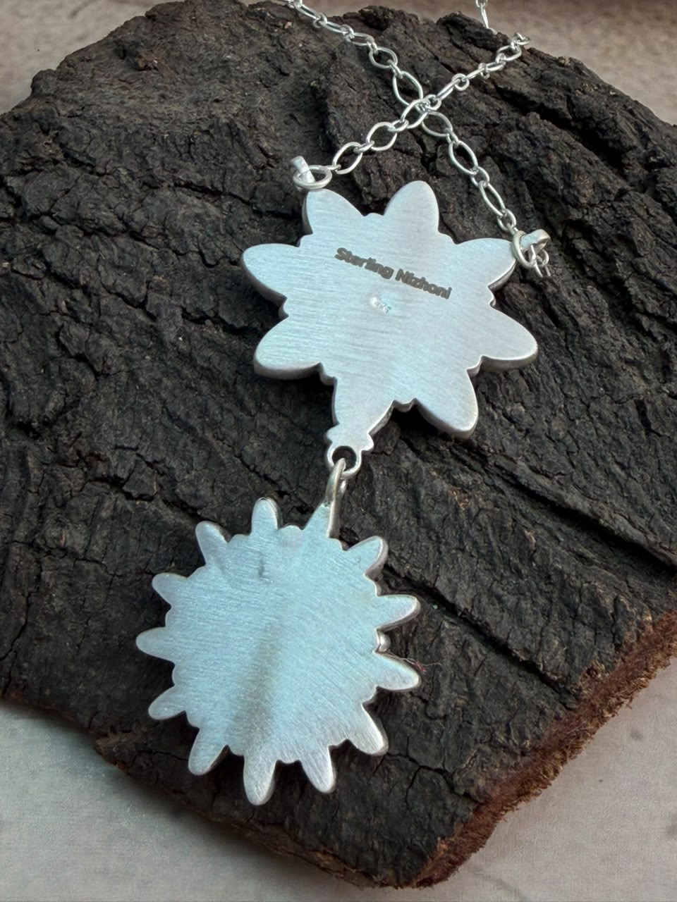 Handmade Sterling Silver Kingman Turquoise Necklace Signed Nizhoni