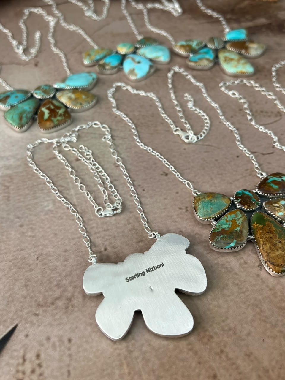 Handmade Sterling Silver Royston Turquoise Necklace Signed Nizhoni