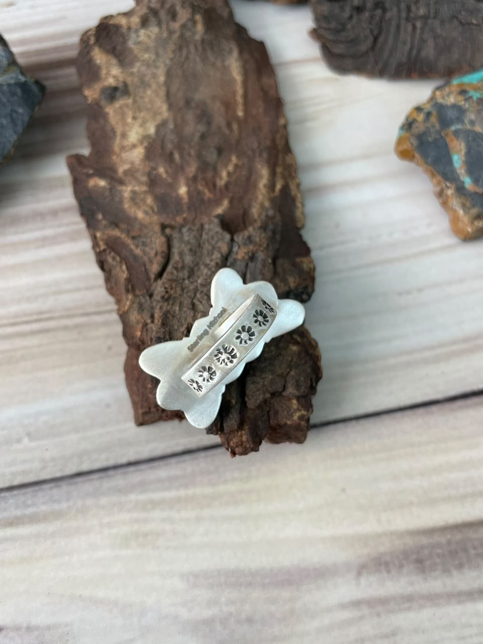 Handmade Sterling Silver White Buffalo Adjustable Ring Signed Nizhoni