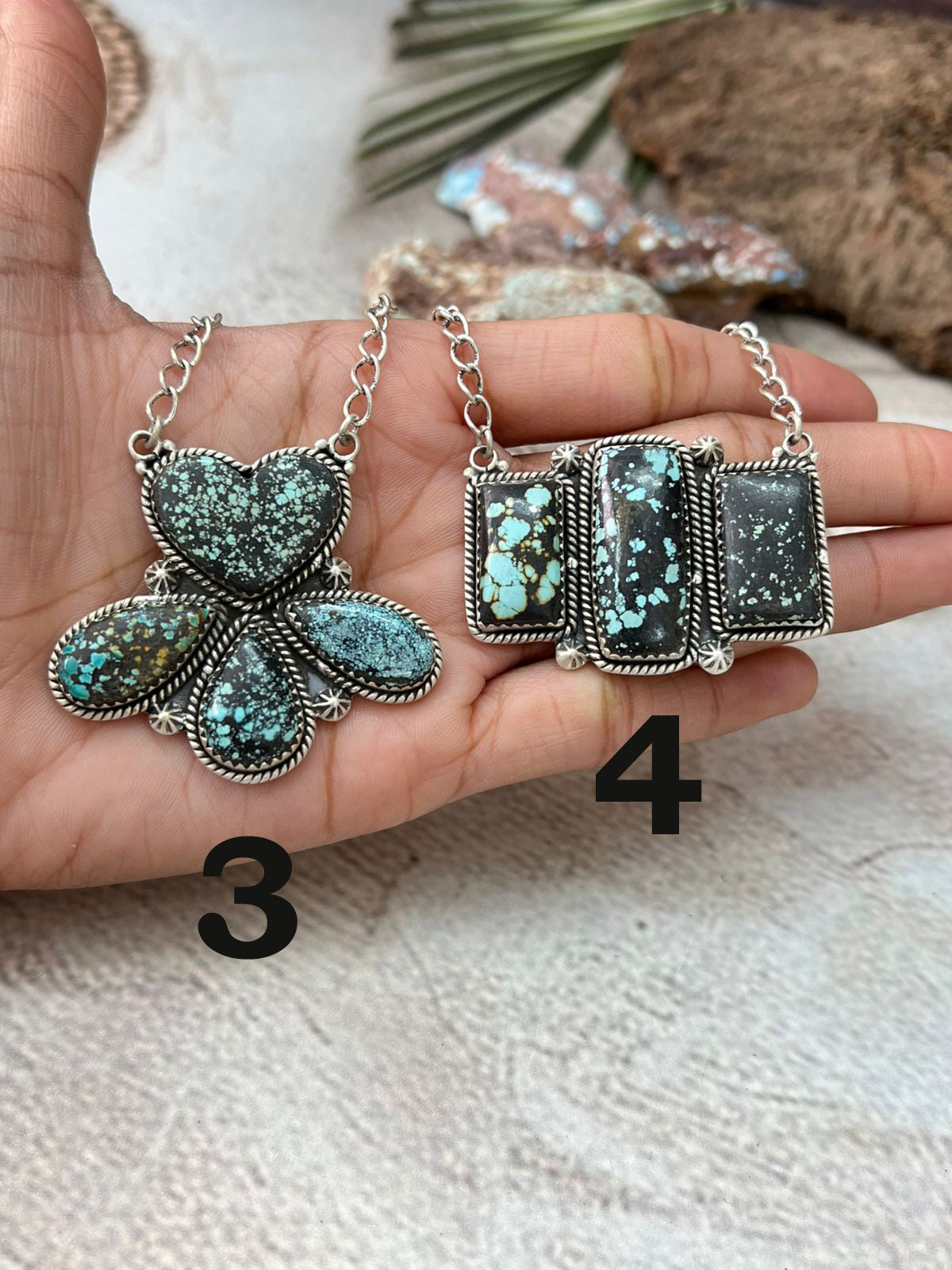 Handmade Sterling Silver Lander Turquoise Necklace with Signed Nizhoni