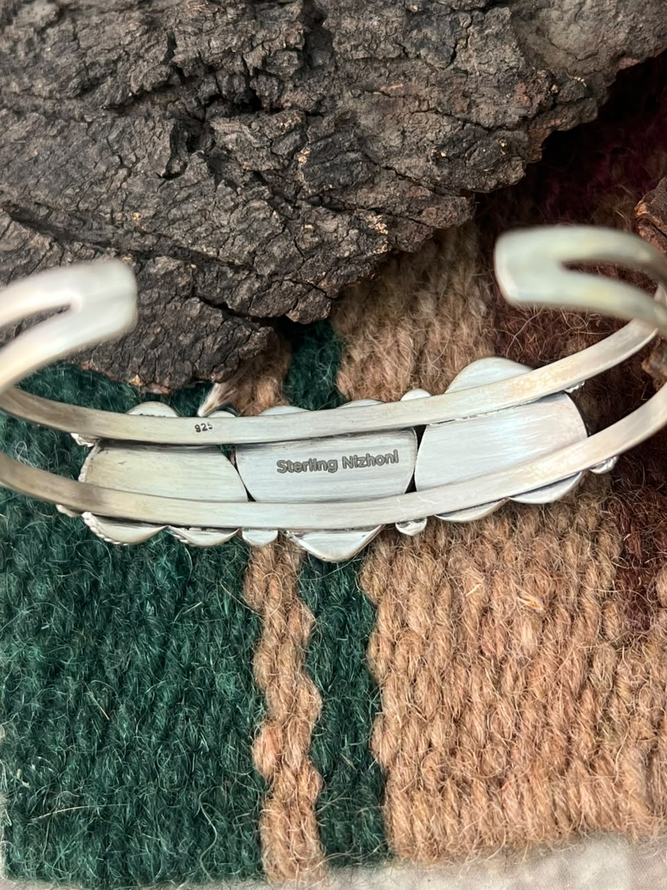 Handmade Sterling Silver Kingman Turquoise Cuff Heart Bracelet Signed Nizhoni (1)