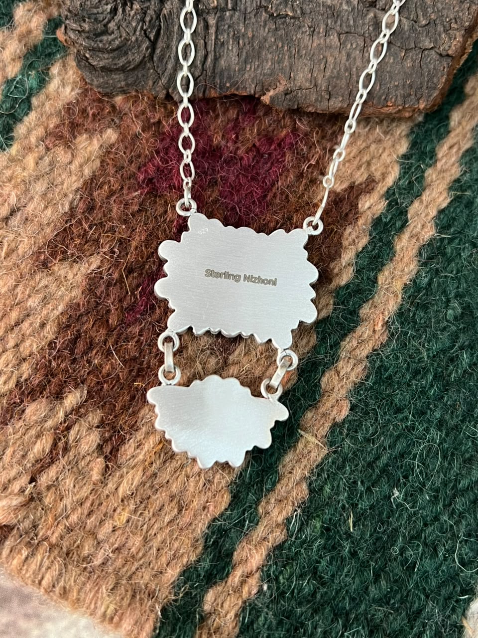 Handmade Sterling Silver Kingman Turquoise Necklace Signed Nizhoni