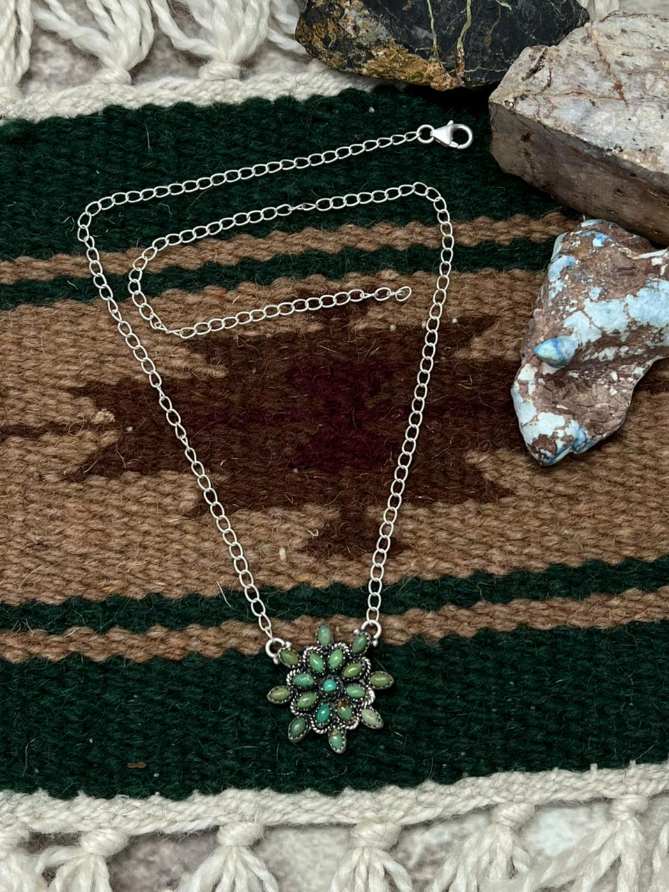 Handmade Sterling Silver Kingman Turquoise Necklace "Signed Nizhoni"