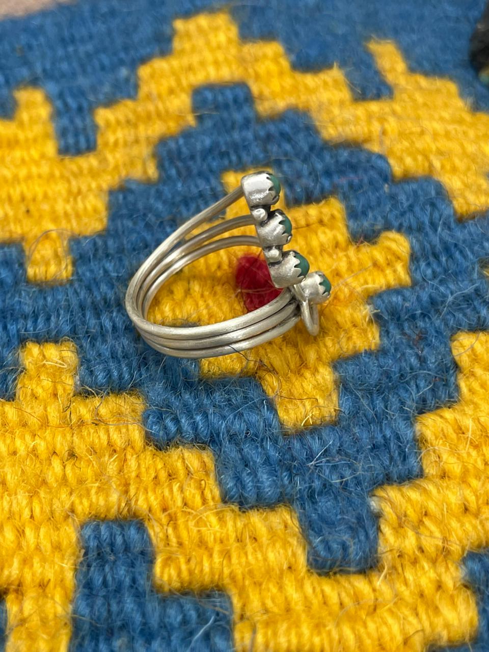 Handmade Sterling Silver Kingman Turquoise Adjustable Ring " Signed Nizhoni"