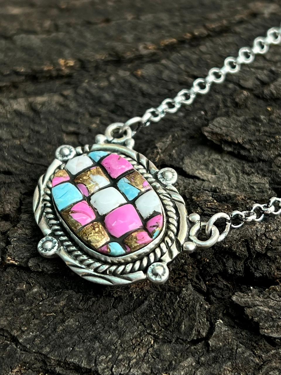 Handmade Sterling Silver Cotton Candy Necklace "Signed Nizhoni"