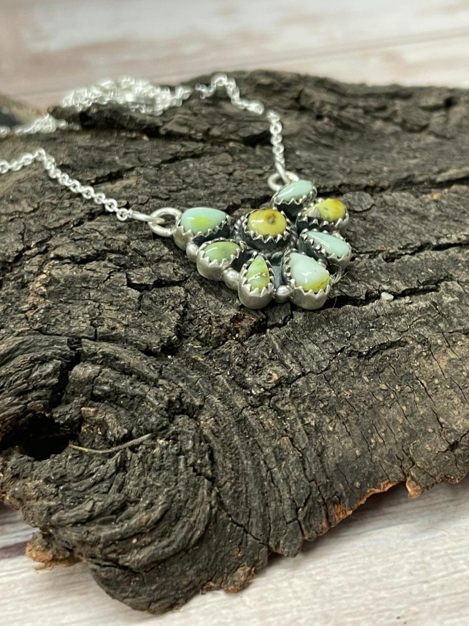 Handmade Sterling Silver Palomino Turquoise Necklace "Signed Nizhoni"