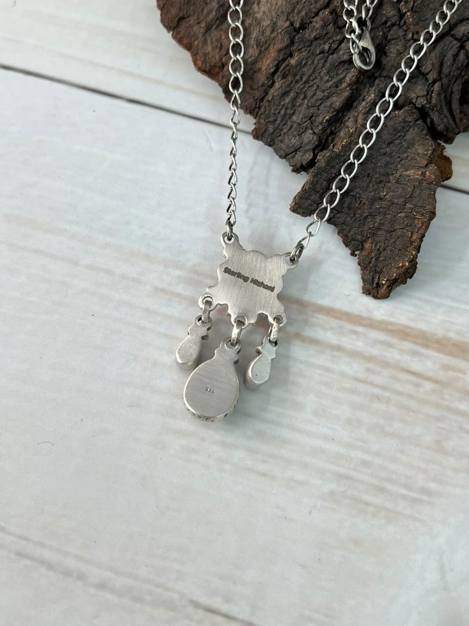 Handmade Sterling Silver Palomino Turquoise with Cotton Candy Necklace Signed Nizhoni
