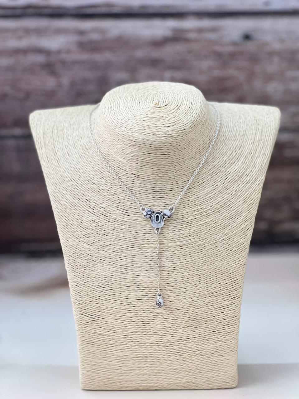 Handmade Sterling Silver Wildhorse Magnesite Necklace "Signed Nizhoni"