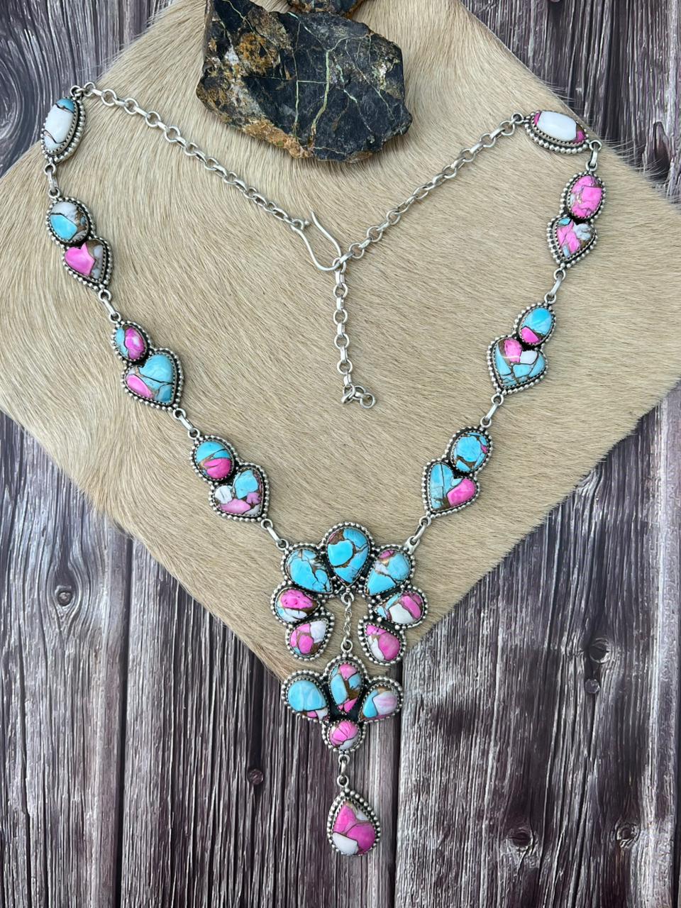 Handmade Sterling Silver Cotton Candy Necklace "Signed Nizhoni"