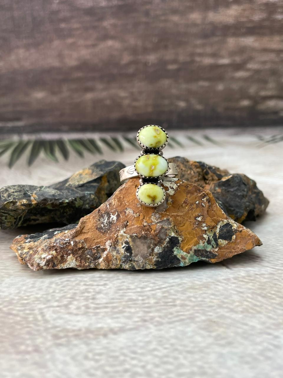 Handmade Sterling Silver Palomino Turquoise Adjustable Ring "Signed Nizhoni"