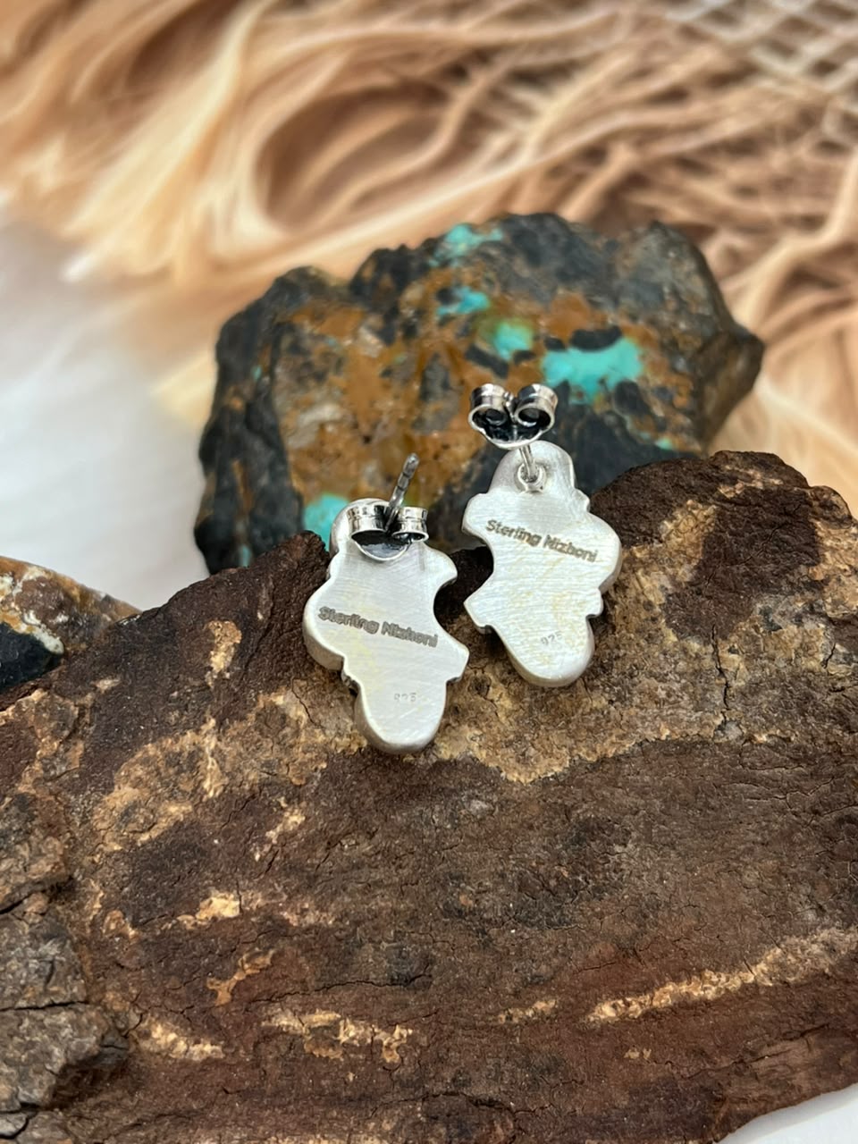 Handmade Sterling Silver Christmas Dahlia Collection: Post Studs Earrings Signed Nizhoni