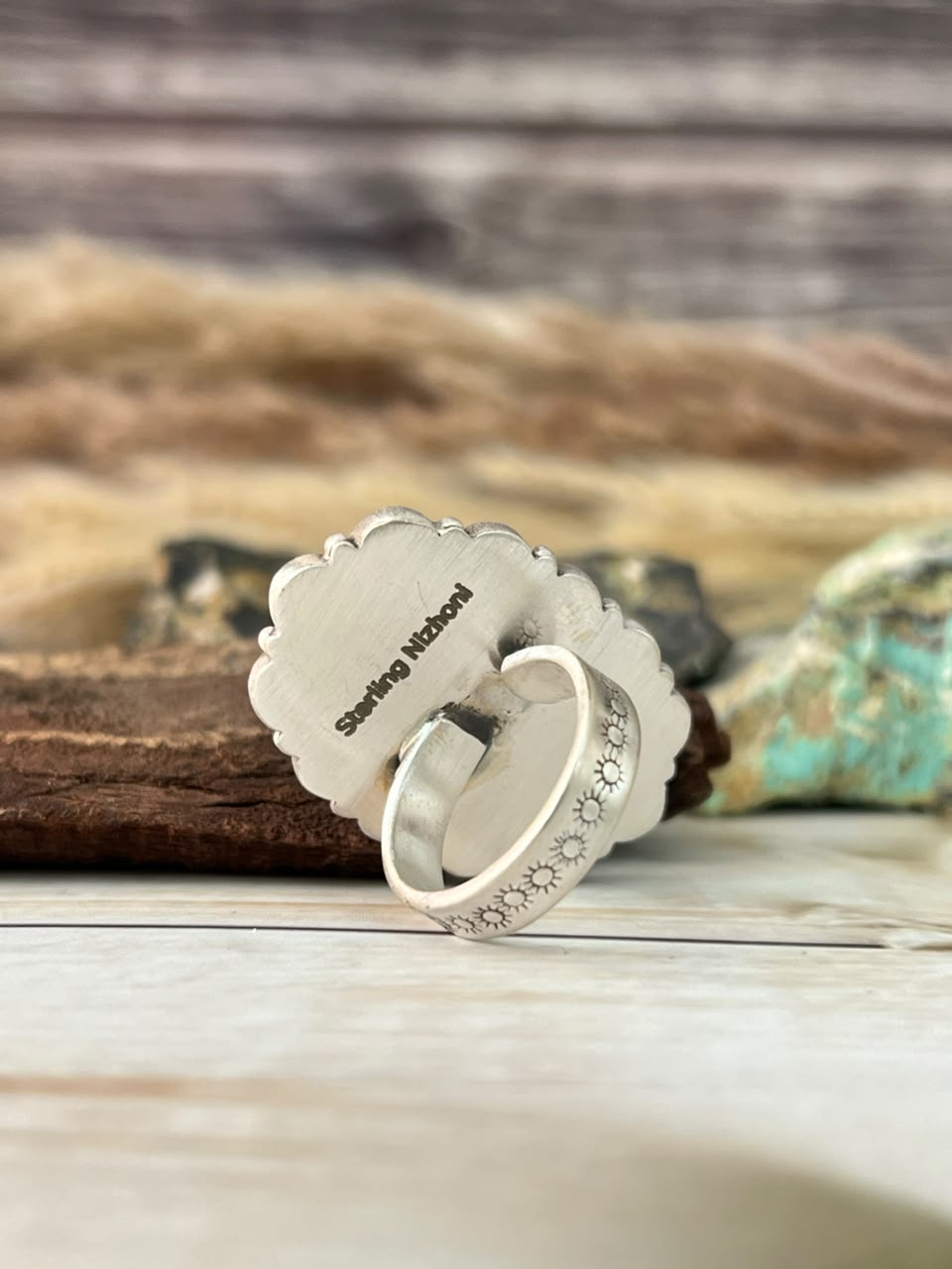 Handmade Sterling Silver Cotton Candy Cobble Stone Adjustable Ring Signed Nizhoni
