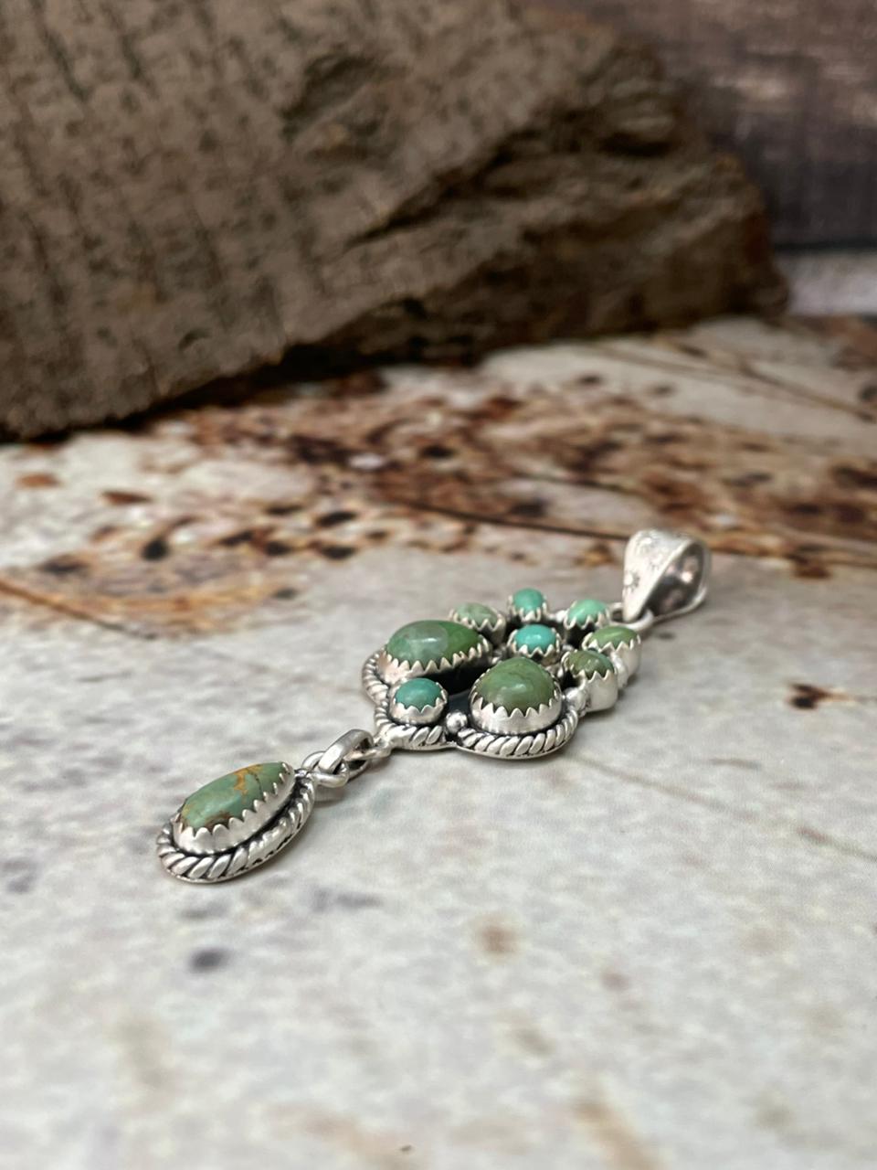 Handmade Sterling Silver Kingman Turquoise Pendant "Signed Nizhoni"