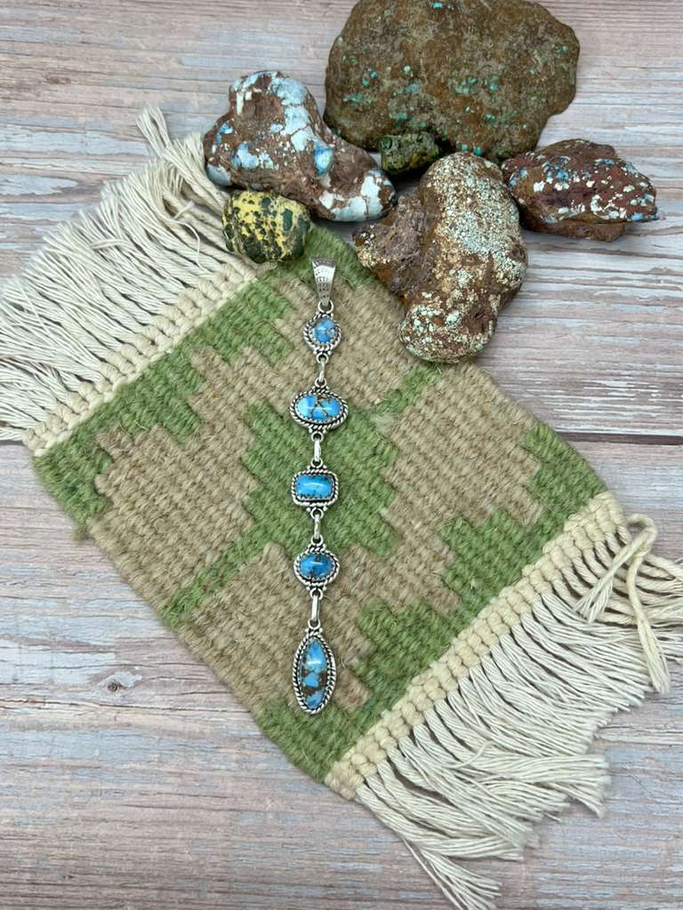 Handmade Sterling Silver Golden Hills Turquoise Pendant "Signed Nizhoni" (7)