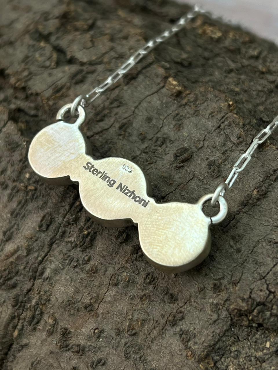 Handmade Sterling Silver Hubai Turquoise Necklace "Signed Nizhoni"