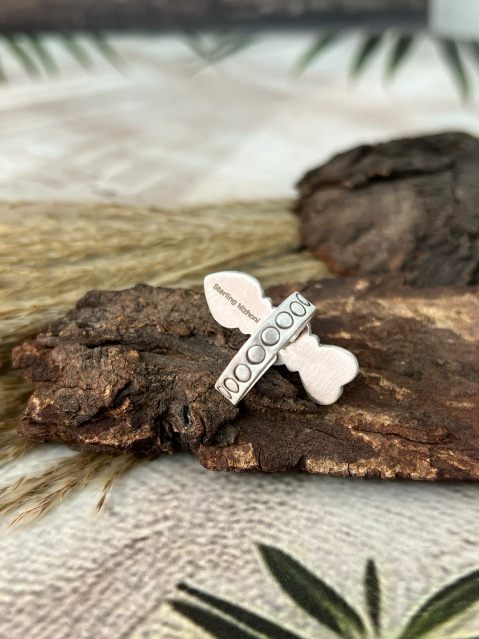 Handmade Sterling Silver Cotton Candy Heart Adjustable Ring Signed Nizhoni