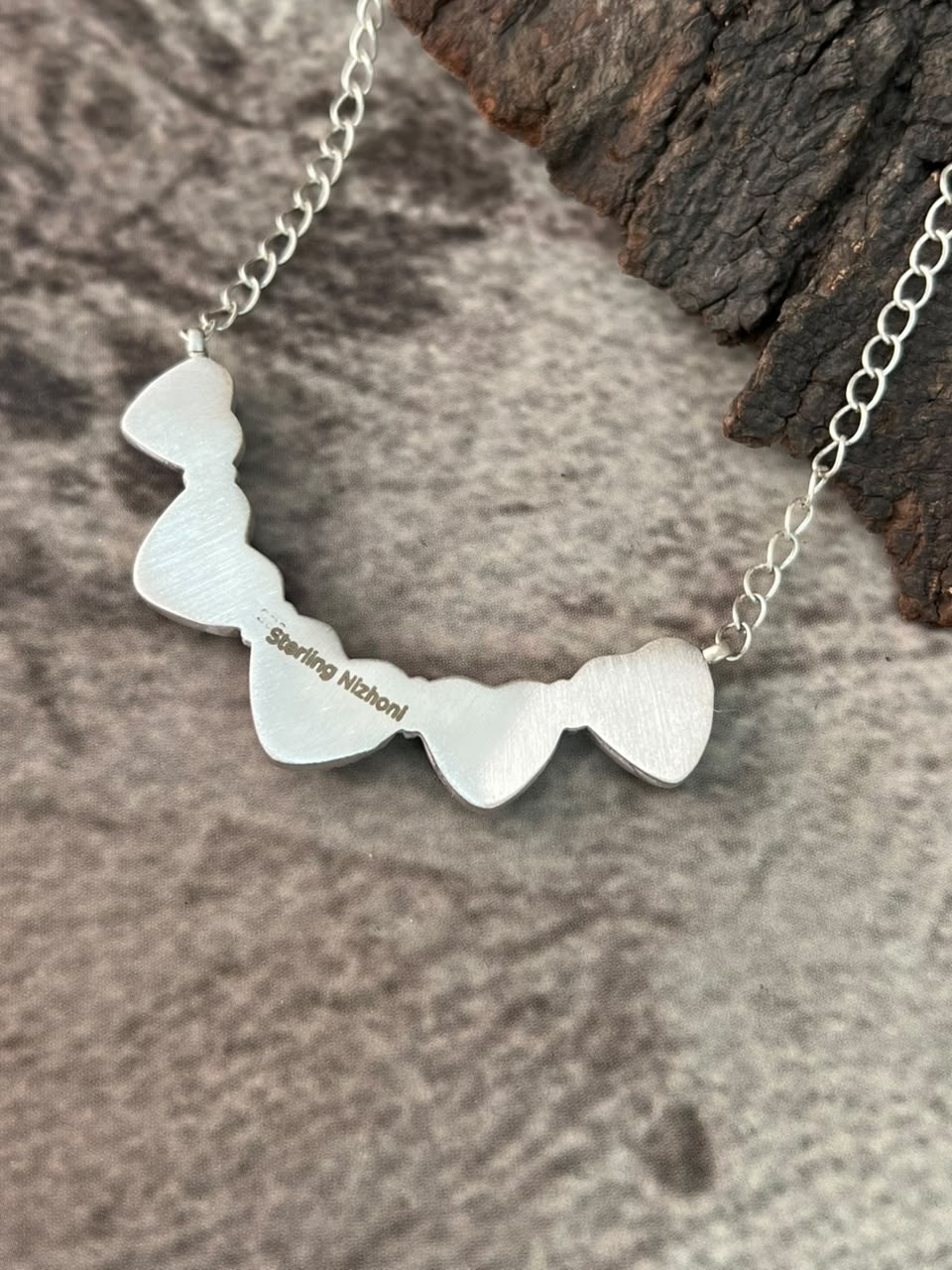 Handmade Sterling Silver Sonoran Mountain Turquoise Heart Necklace Signed Nizhoni