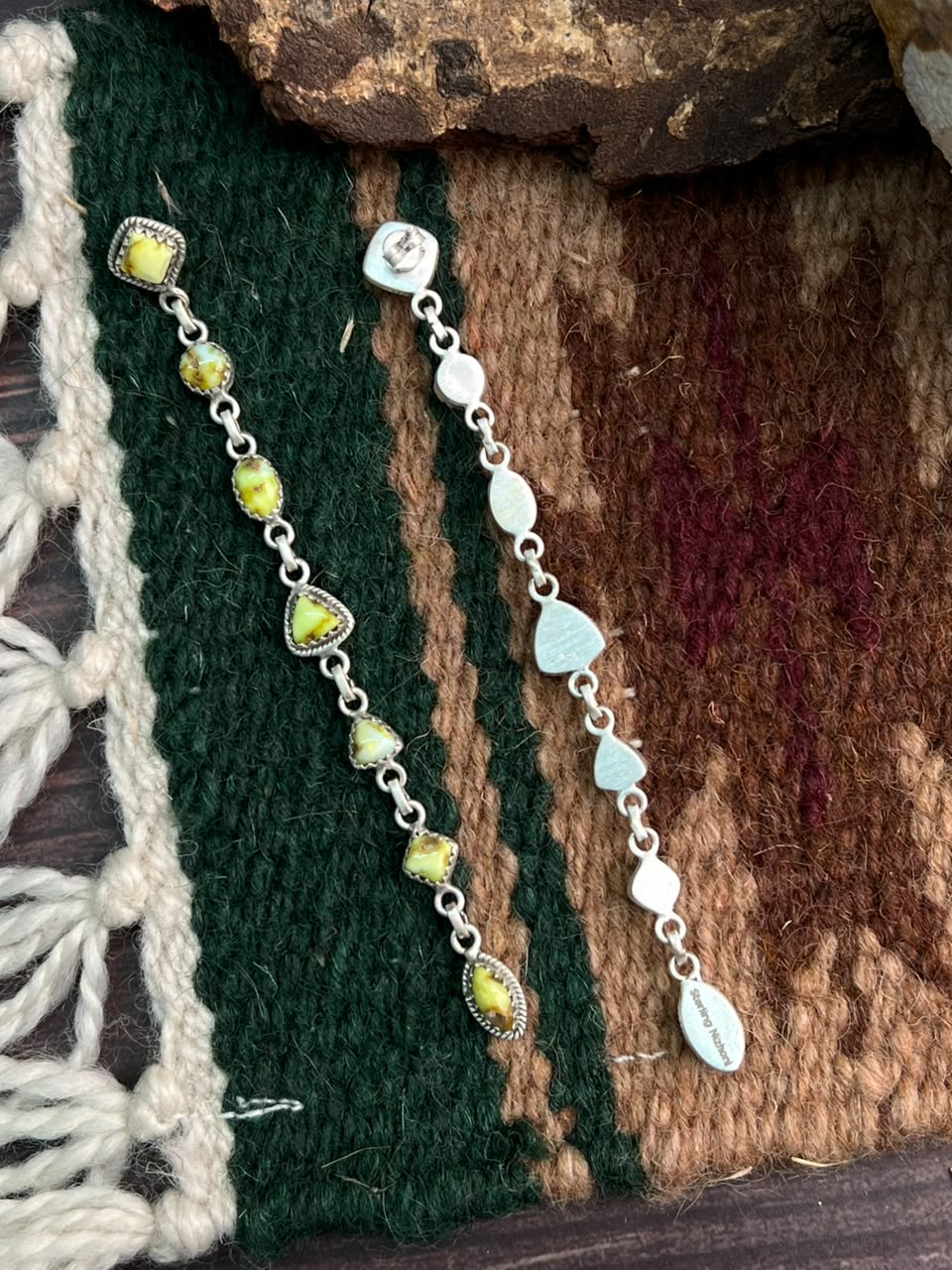 Handmade Sterling Silver Palomino Turquoise Post Dangle Earrings Signed Nizhoni