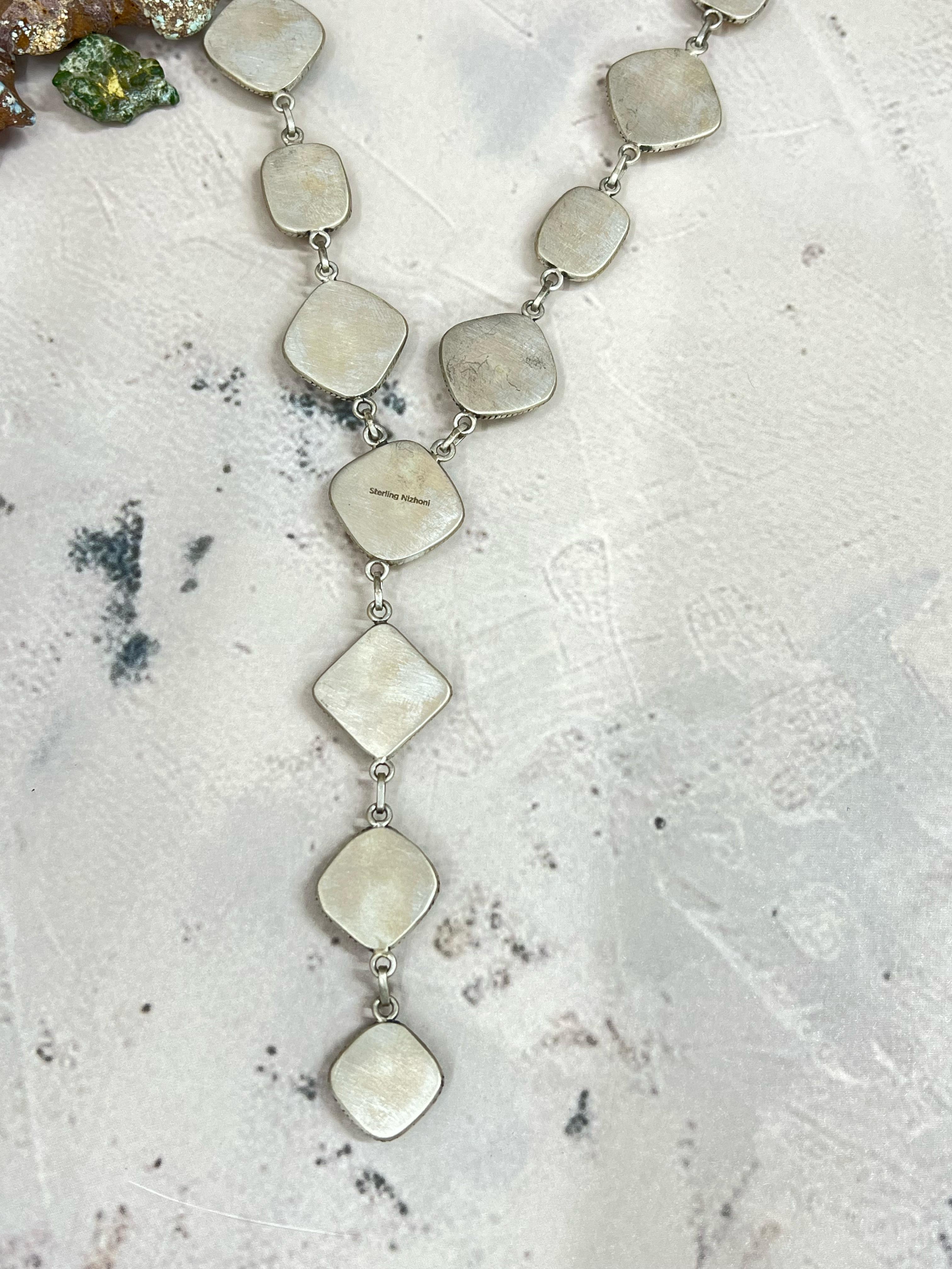 Handmade Sterling Silver Honey Dahlia Necklace with Signed Nizhoni