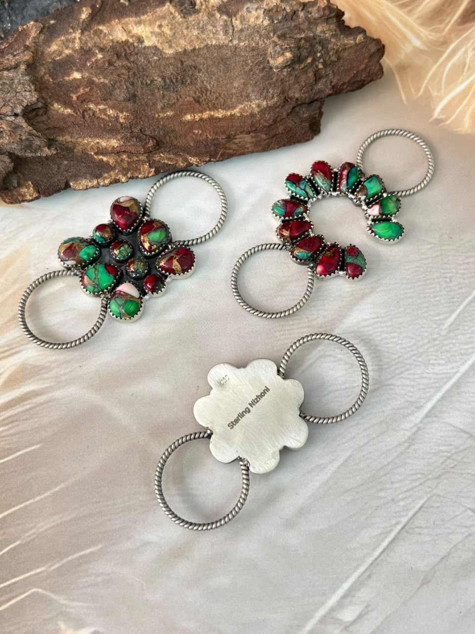 Handmade Sterling Silver Christmas Dahlia Collection: Scarf Charm Signed Nizhoni