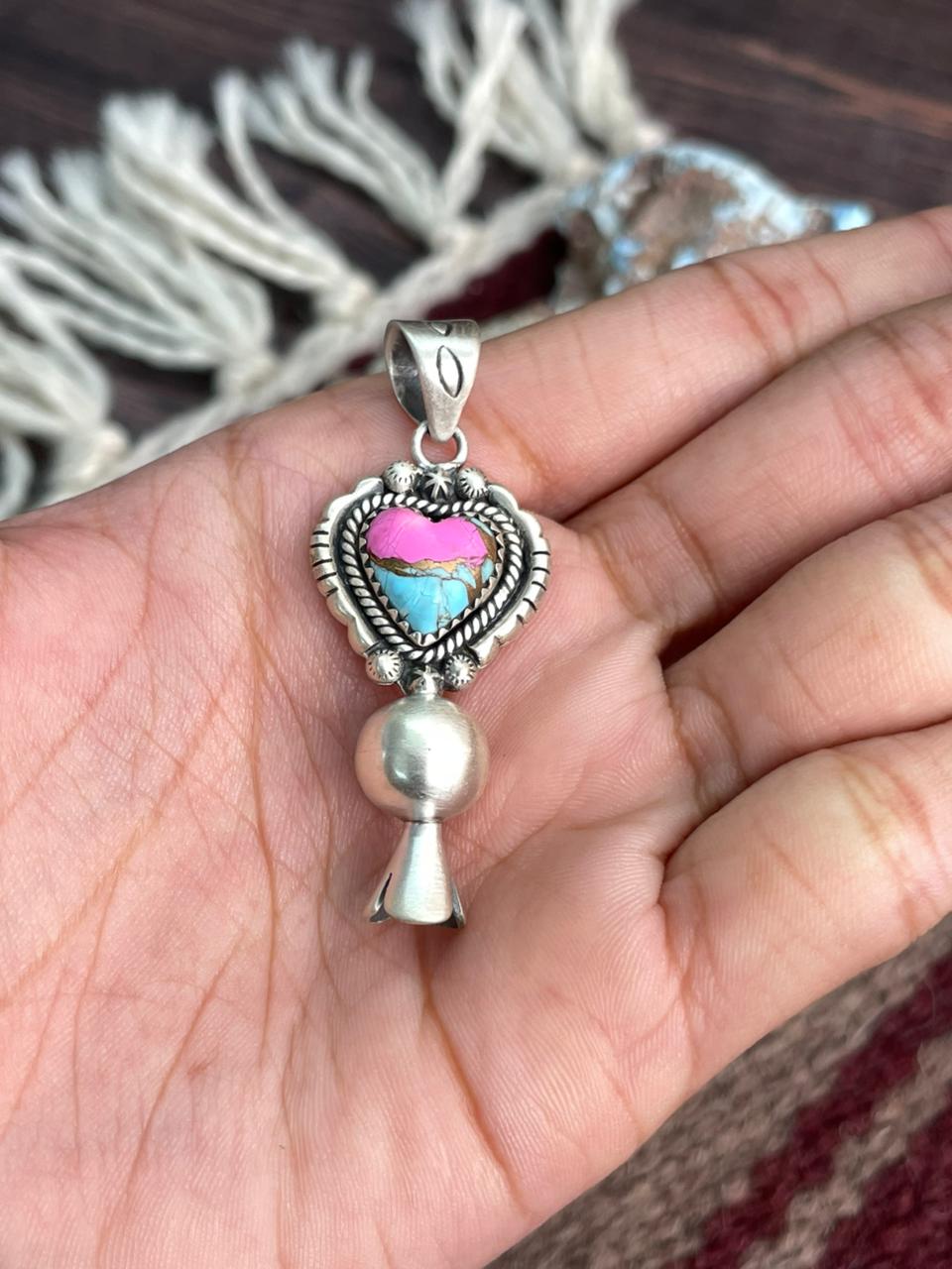 Handmade Sterling Silver Cotton Candy Pendant "Signed Nizhoni"