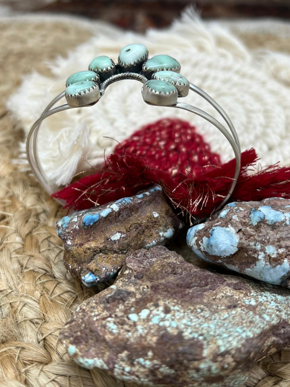 Handmade Sterling Silver Palomino Turquoise Bracelet "Signed Nizhoni"