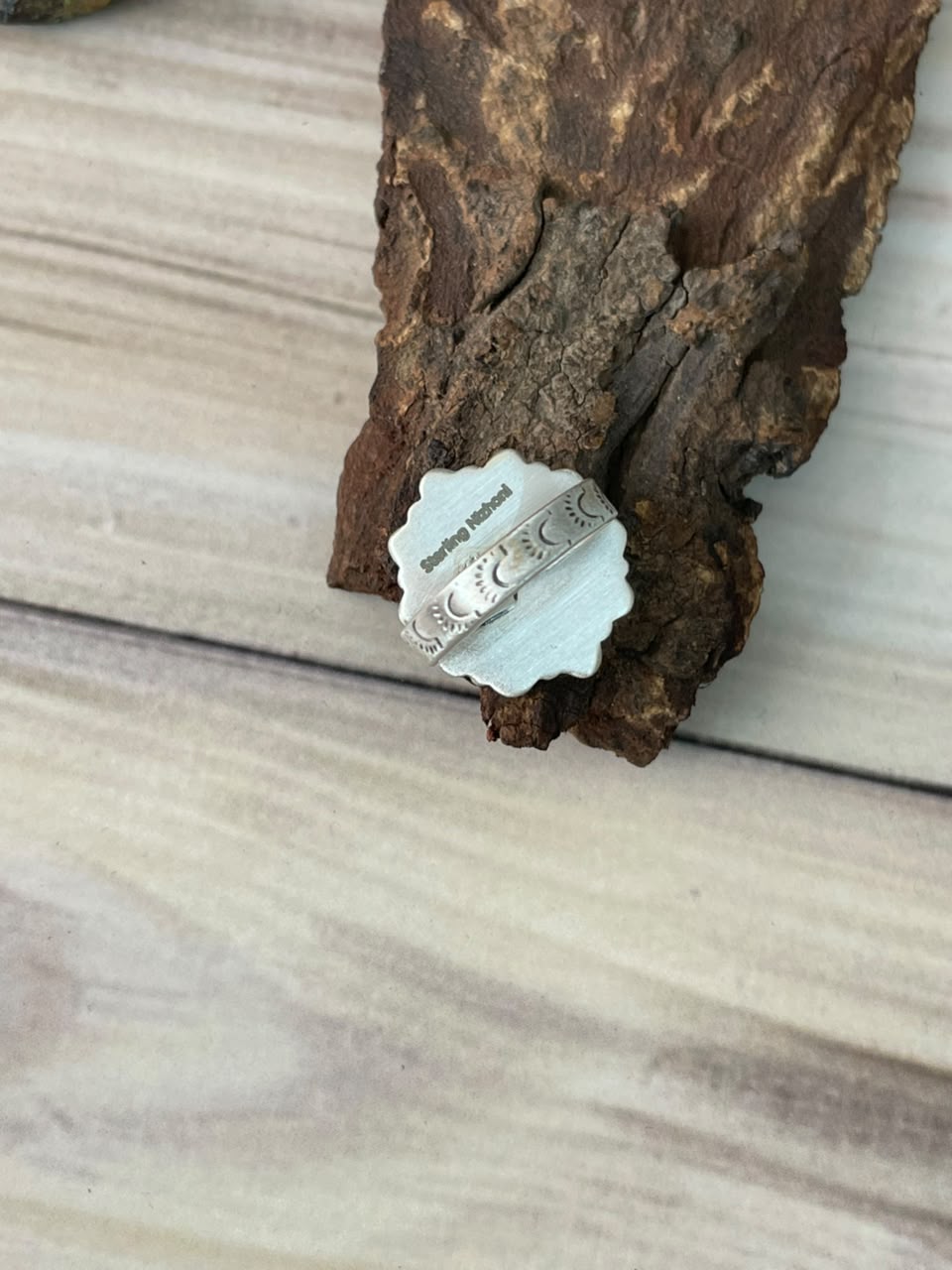 Handmade Sterling Silver Paloma with Kingman Turquoise Adjustable Ring Signed Nizhoni