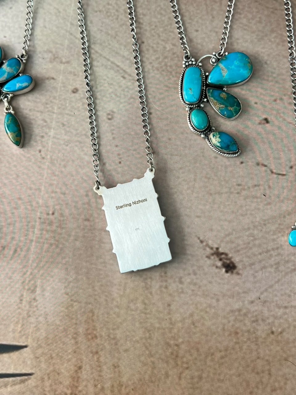 Handmade Sterling Silver Hardy Pit Collection: Necklace Signed Nizhoni