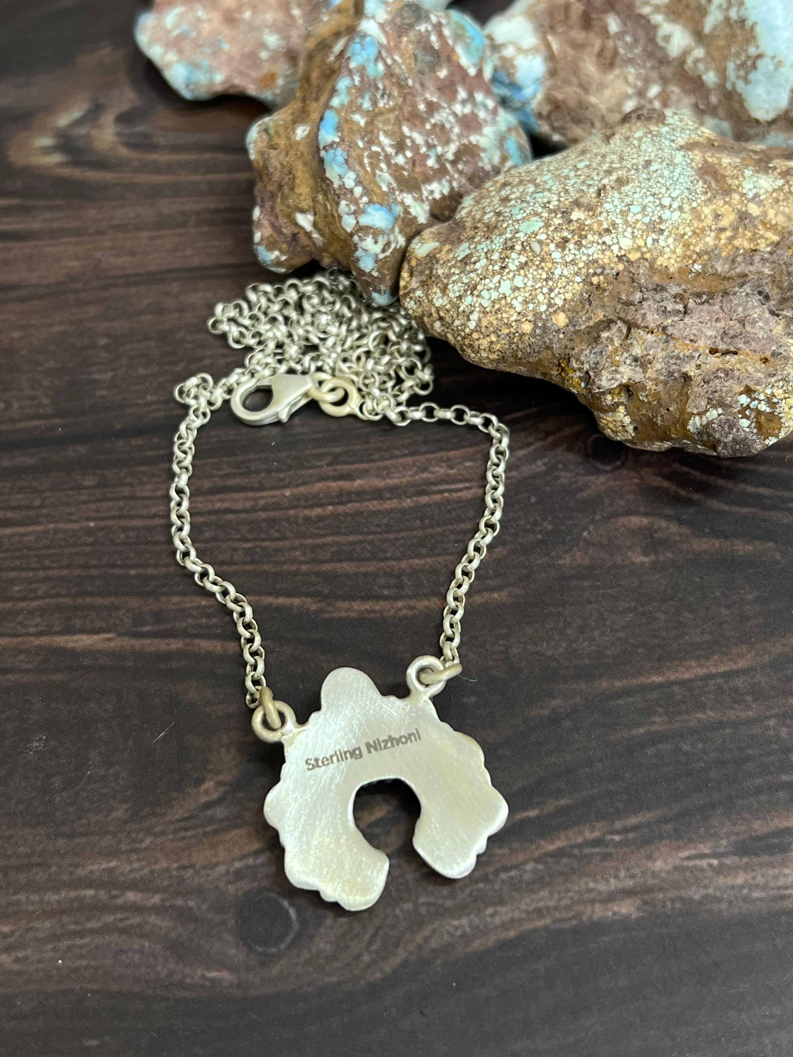 "Ball Collection" Handmade Sterling Silver Golden Hills Turquoise Necklace with Signed Nizhoni