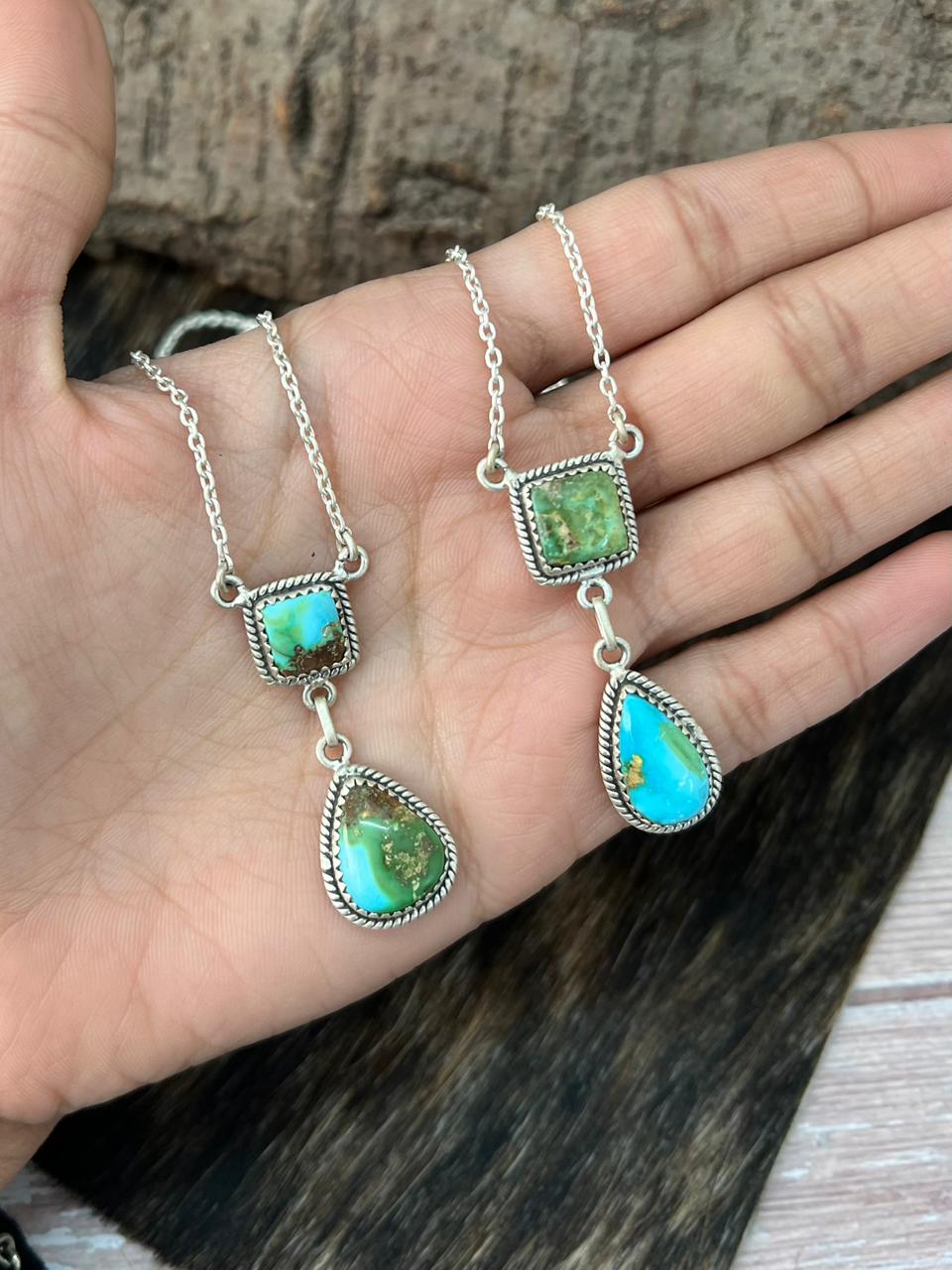 Handmade Sterling Silver Sonoran Mountain Turquoise Necklace "Signed Nizhoni"