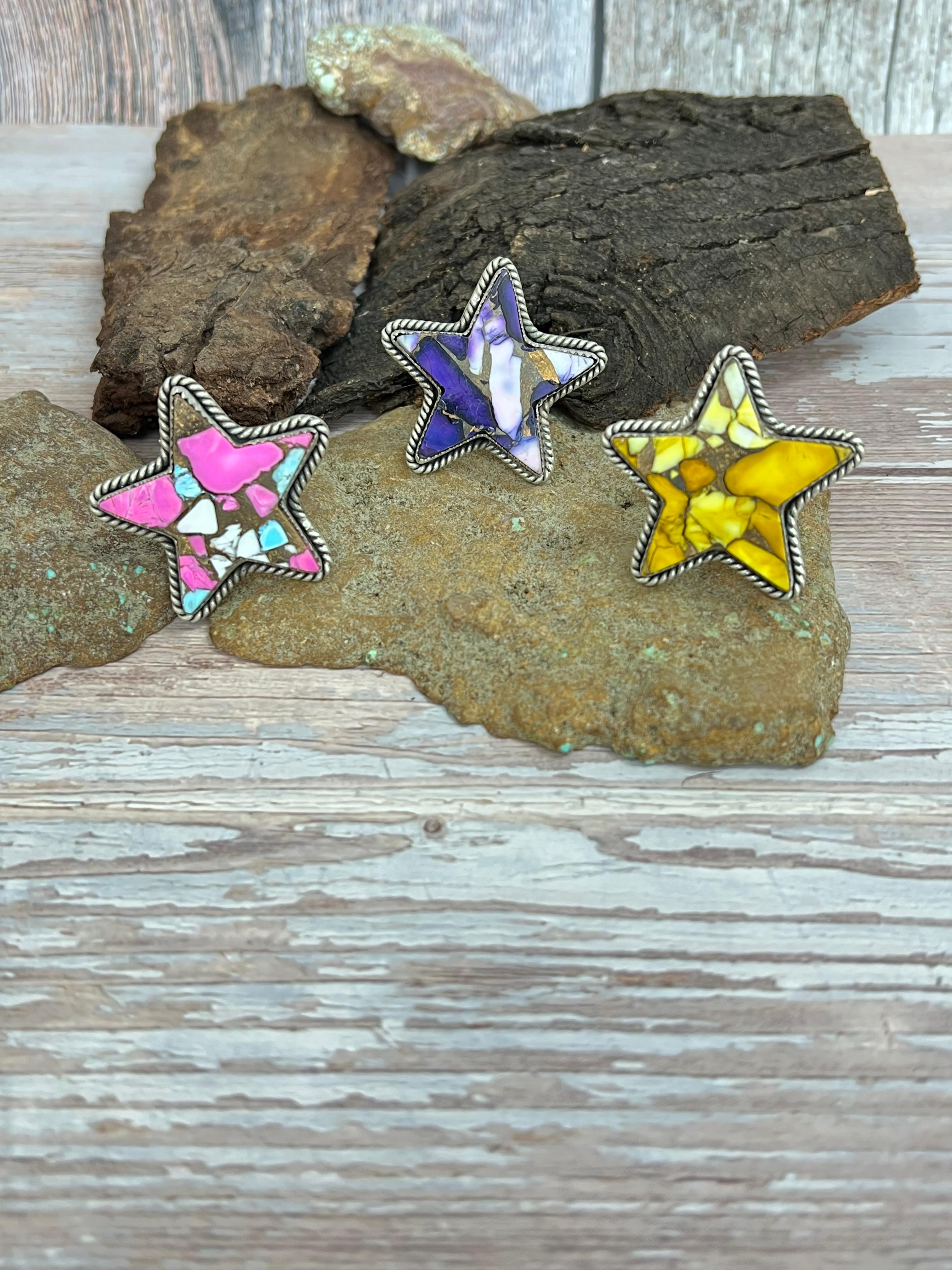 Handmade Sterling Silver Multi Stone Adjustable Ring Signed Nizhoni