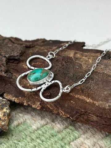 Handmade Sterling Silver Emerald Valley Turquoise Necklace "Signed Nizhoni"