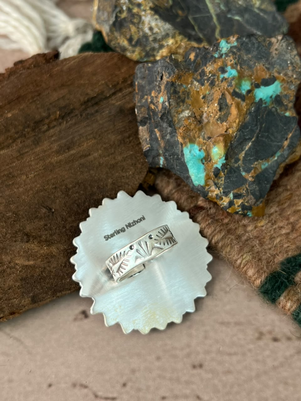 Handmade Sterling Silver Cotton Candy Adjustable Ring Signed Nizhoni