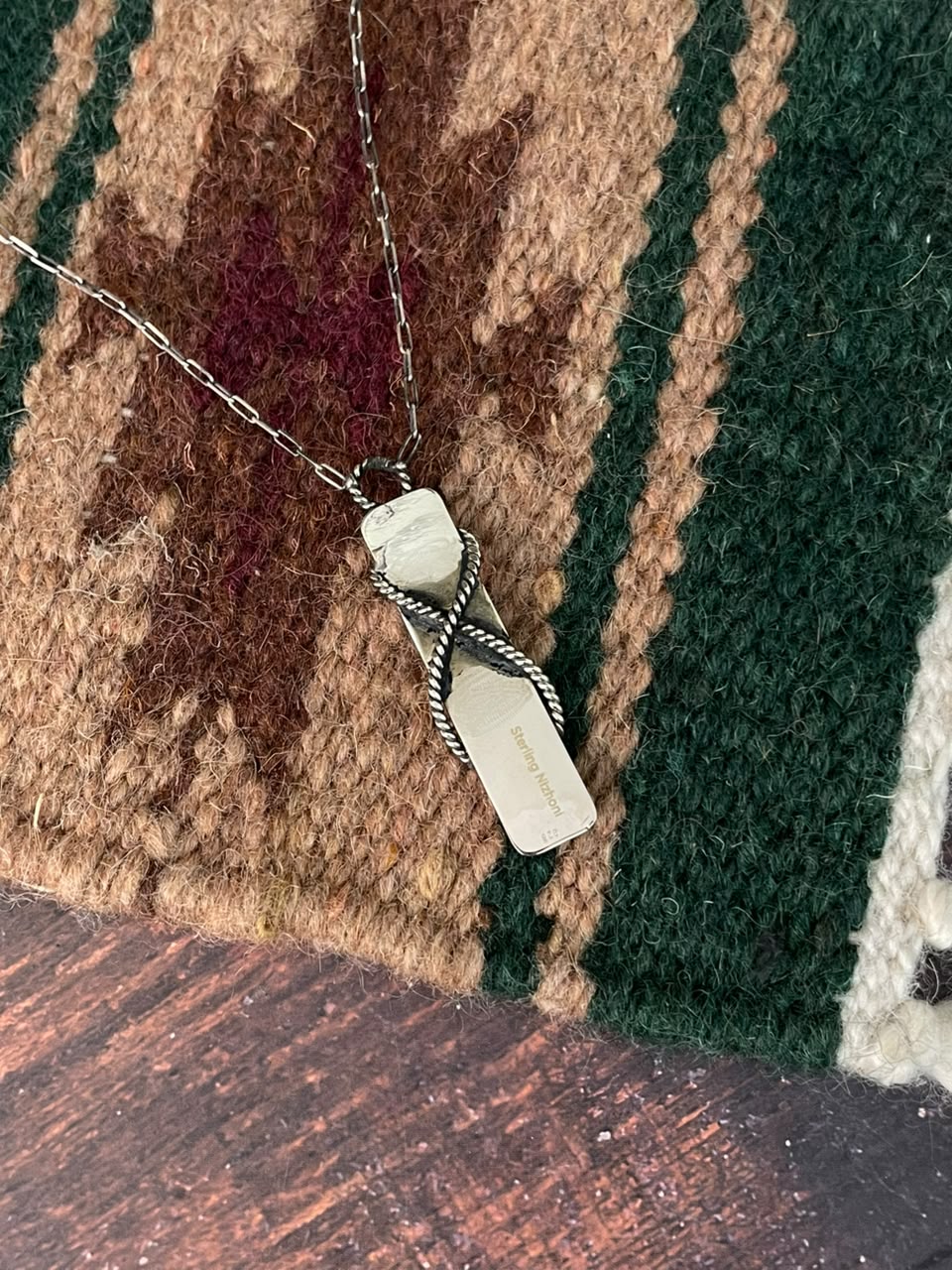 Handmade Sterling Silver Kingman Turquoise NFR Collection: Necklace Signed Nizhoni