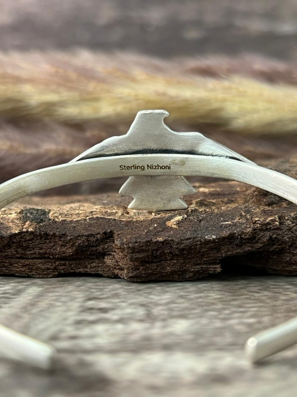 Handmade Sterling Silver Thunder Bird Bracelet "Signed Nizhoni"