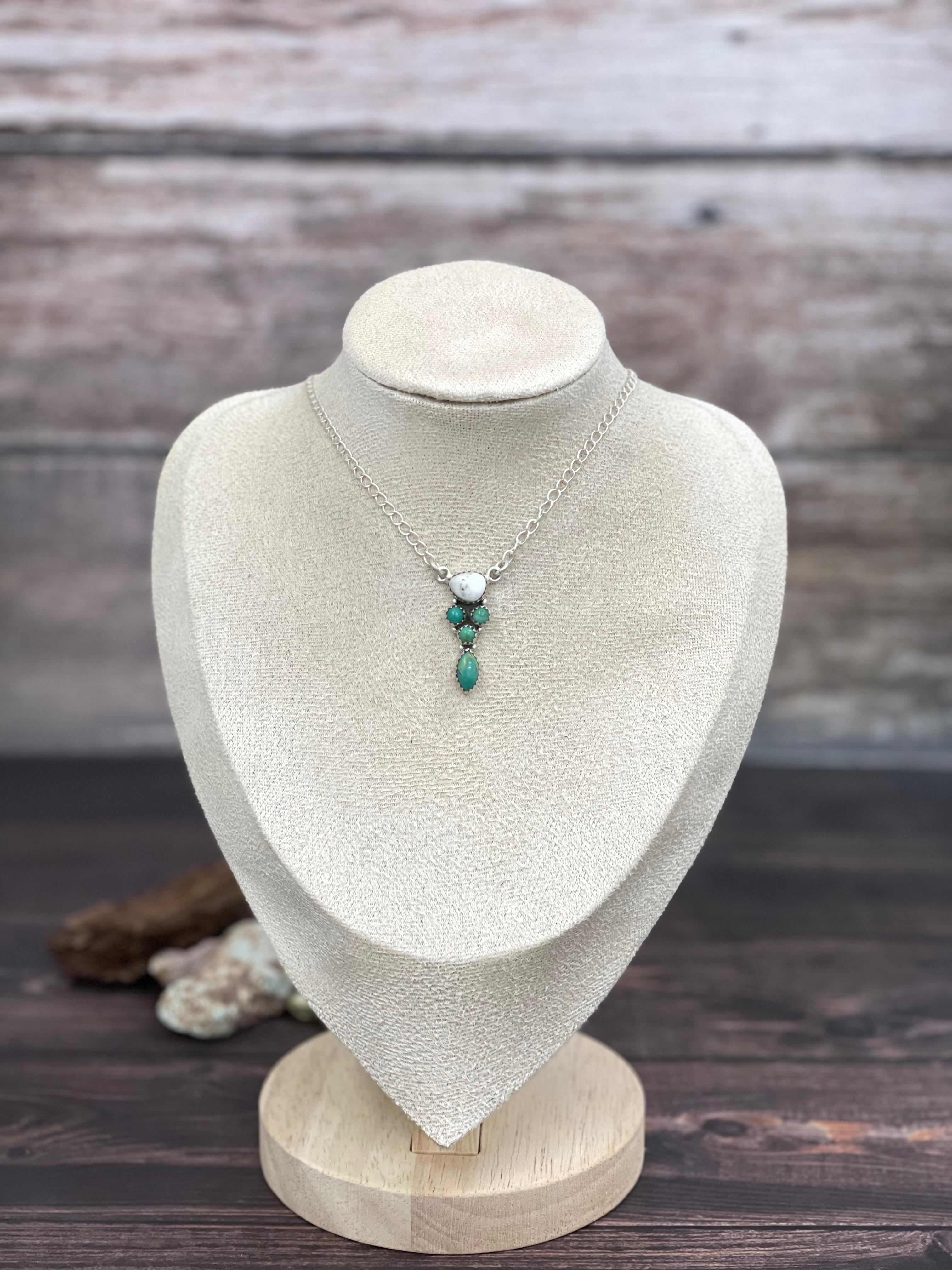 Handmade Sterling Silver Kingman with White Buffalo, Signed Nizhoni