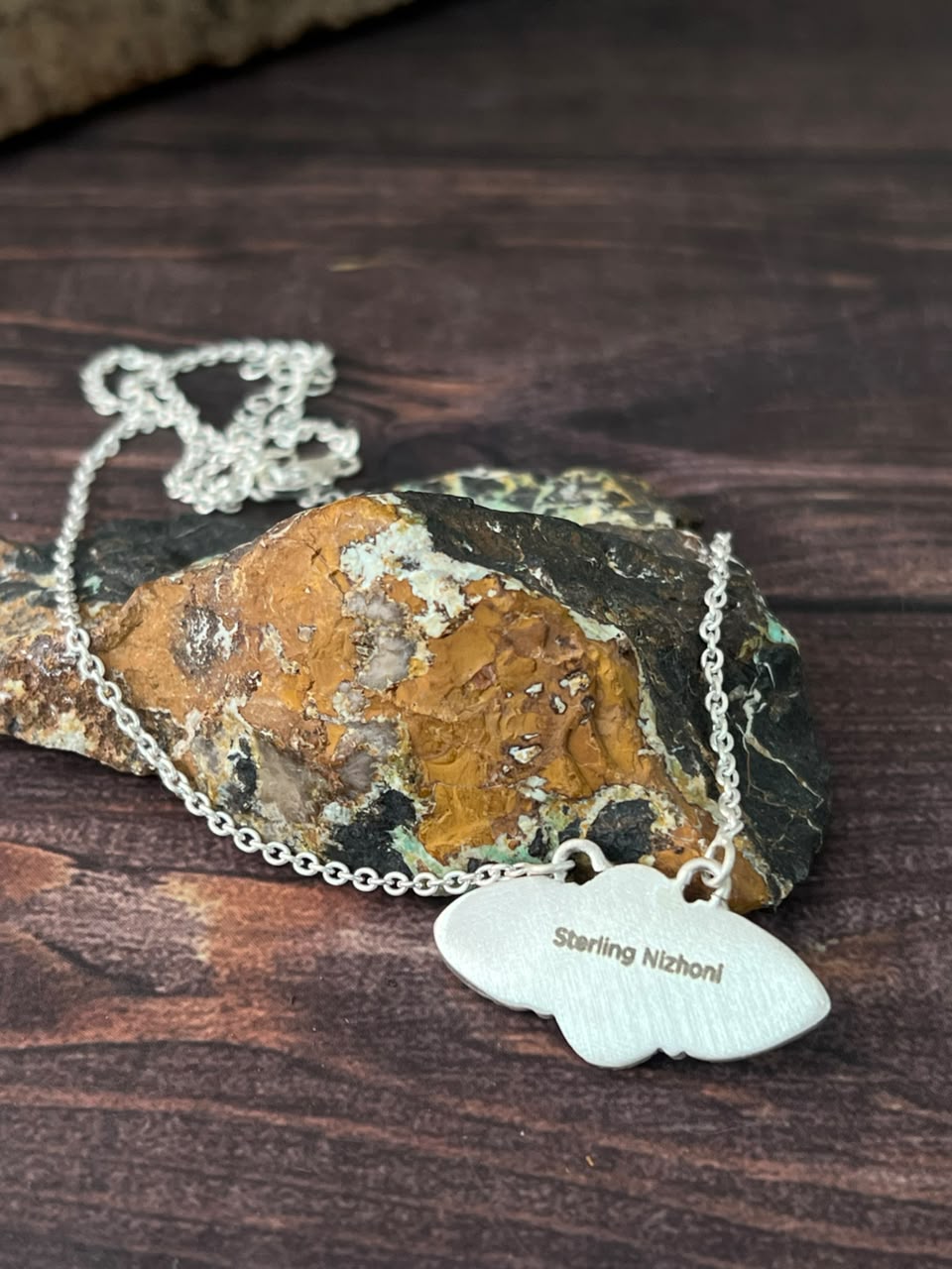 Handmade Sterling Silver Egyptian Turquoise Collection: Necklace Signed Nizhoni
