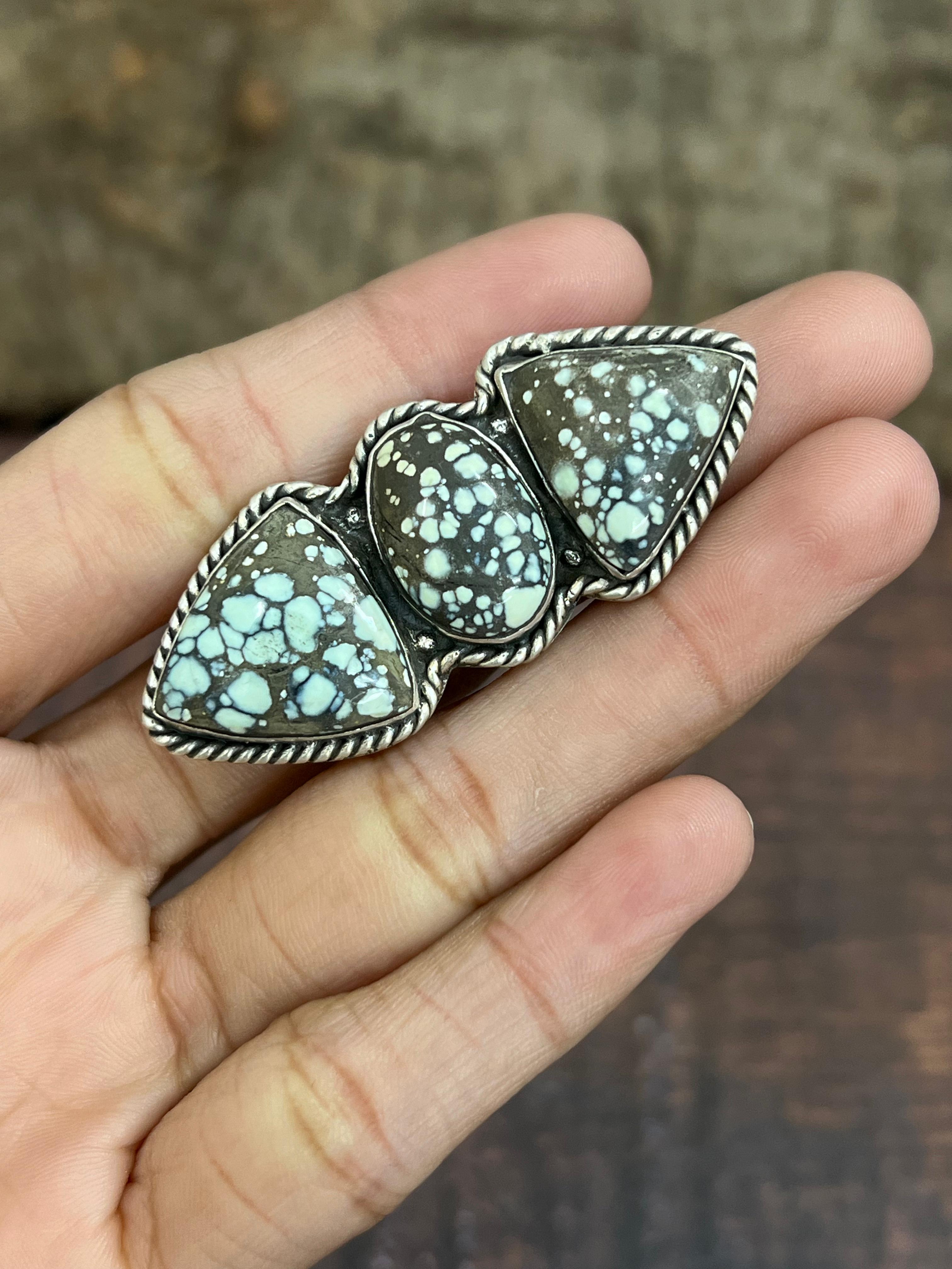 Handmade Sterling Silver Starfox Variscite Adjustable Ring Signed Nizhoni