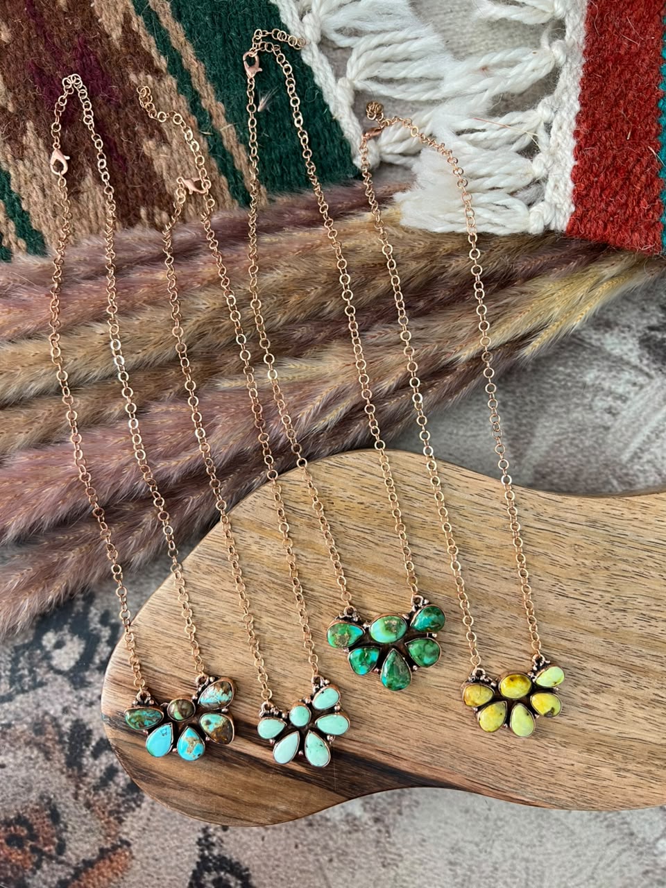 Handmade Royston, Paloma, Palomino and Sonoran Mountain Turquoise Copper Collection: Necklace Signed Nizhoni